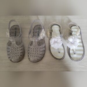 Jelly Shoe Bundle Glitter Sandals Velcro Straps Slip-on 2 Pairs